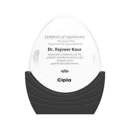 Acrylic with MDF Base Personalized Trophy Elegant Oval Recognition Award with Custom Engraving