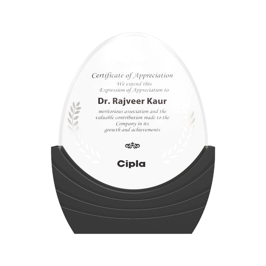 Acrylic with MDF Base Personalized Trophy Elegant Oval Recognition Award with Custom Engraving
