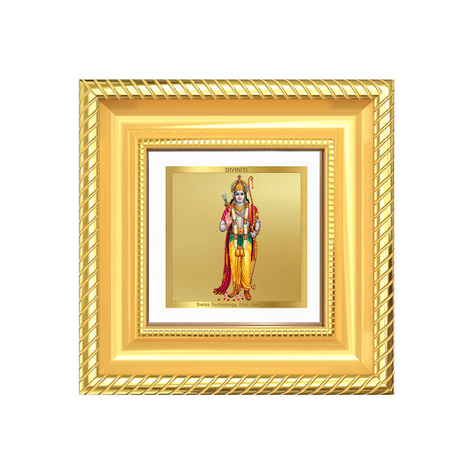 Diviniti Lord Ram Ji Tabletop Photo Frame in 24K Gold Plated Foil | Dharma, Strength & Divine Blessings | DG015S1A (10x10 CM)