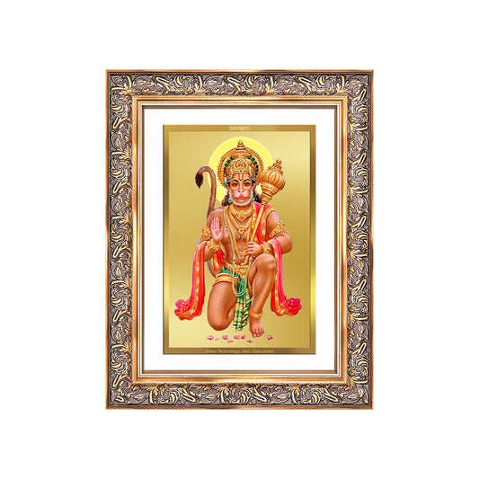 Diviniti 24K Gold Plated Hanuman With Blessings (Classic) Divine Wall Frame for Home Mandir & Office Decor | Luxury Spiritual Gift