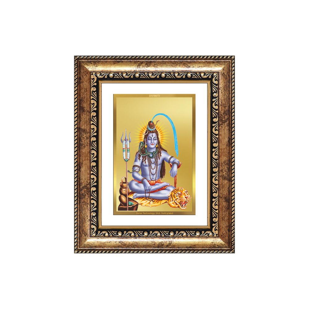 Diviniti 24K Gold Plated Shiva (Classic) Divine Wall and Table Top Frame for Home Mandir & Office Decor | Luxury Spiritual Gift