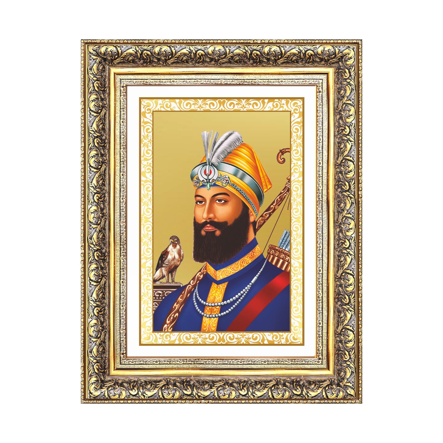 Diviniti 24K Gold Plated Guru Gobind Singh Ji (Classic) Sacred Sikh Wall Frame for Home Decor & Office Ambiance | Premium Spiritual Gift