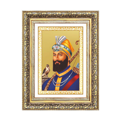 Diviniti 24K Gold Plated Guru Gobind Singh Ji (Classic) Sacred Sikh Wall Frame for Home Decor & Office Ambiance | Premium Spiritual Gift