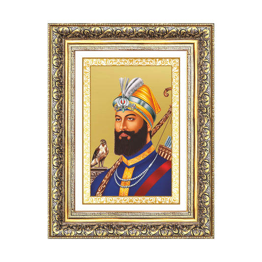 Diviniti 24K Gold Plated Guru Gobind Singh Ji (Classic) Sacred Sikh Wall Frame for Home Decor & Office Ambiance | Premium Spiritual Gift