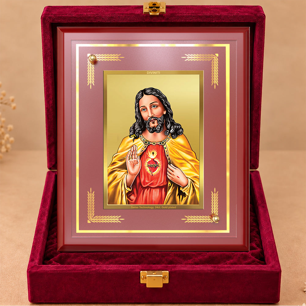 24K Gold-Plated Jesus Christ MDF Frame | Premium Gift Box | 17.5x21.5 CM