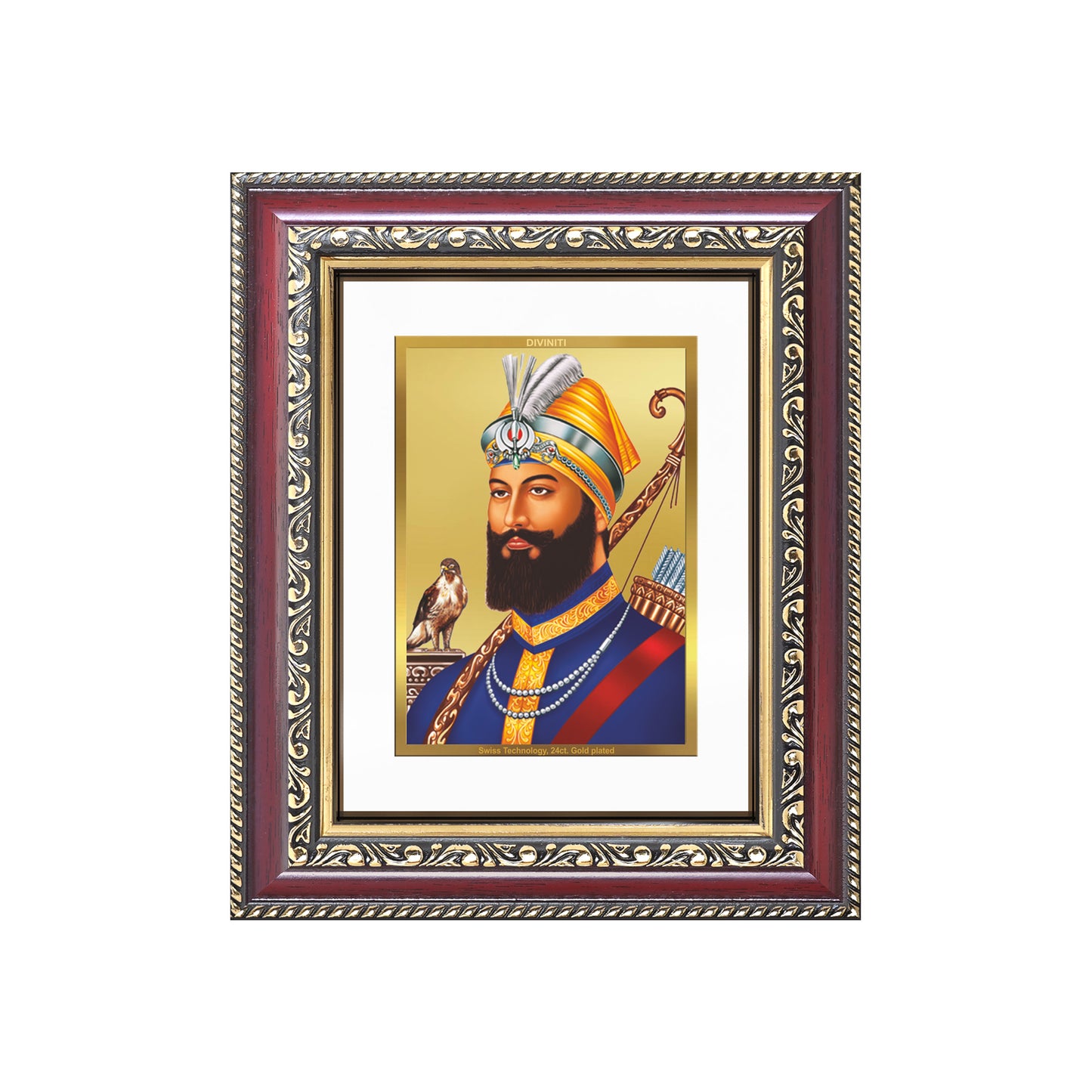 Diviniti 24K Gold Plated Guru Gobind Singh Ji (Classic) Sacred Sikh Table Top Frame for Home Decor & Office Ambiance | Premium Spiritual Gift