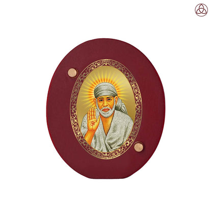 Sai Baba Blessing Pose Car Dashboard & Tabletop Photo Frame in 24K gold plated royal foil