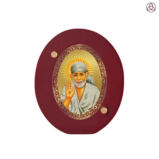 Sai Baba Blessing Pose Car Dashboard & Tabletop Photo Frame in 24K gold plated royal foil