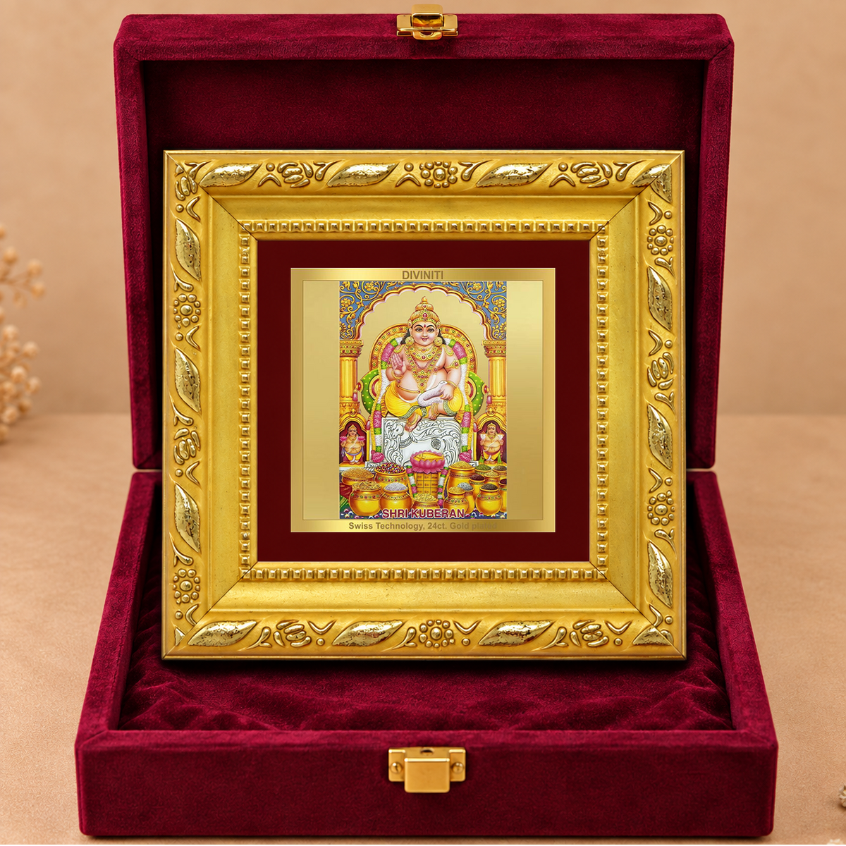 24K Gold-Plated Lord Kuber Frame | Premium Gift Box | 10x10 CM