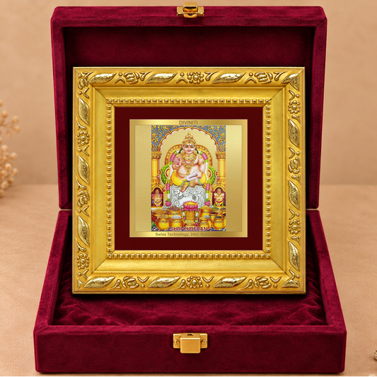 24K Gold-Plated Lord Kuber Frame | Premium Gift Box | 10x10 CM