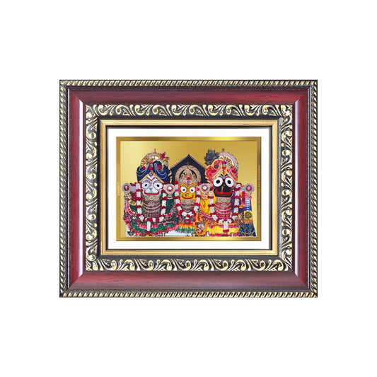 Diviniti 24K Gold Plated Jagannath Subhadra Balabhadra (Classic) Divine Table Top Frame for Home Mandir & Office Decor | Luxury Spiritual Gift