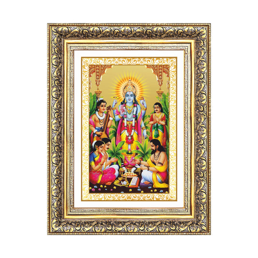 Diviniti 24K Gold Plated Satyanarayan (Classic) Divine Wall Frame for Home Mandir & Office Decor | Luxury Spiritual Gift