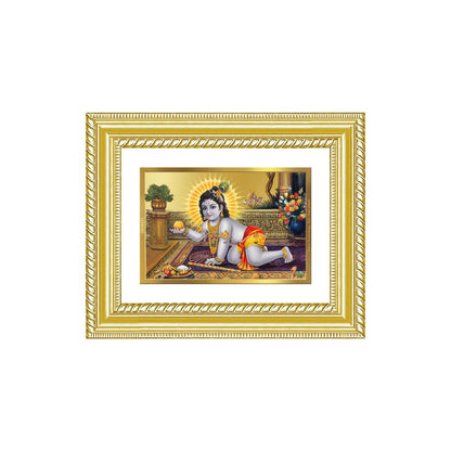 Diviniti 24K Gold Plated Laddu Gopal (Classic) Divine Wall and Table Top Frame for Home Mandir & Office Decor | Luxury Spiritual Gift