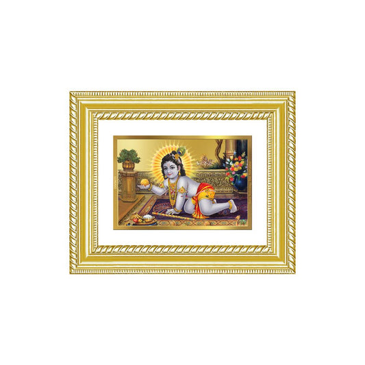 Diviniti 24K Gold Plated Laddu Gopal (Classic) Divine Wall and Table Top Frame for Home Mandir & Office Decor | Luxury Spiritual Gift