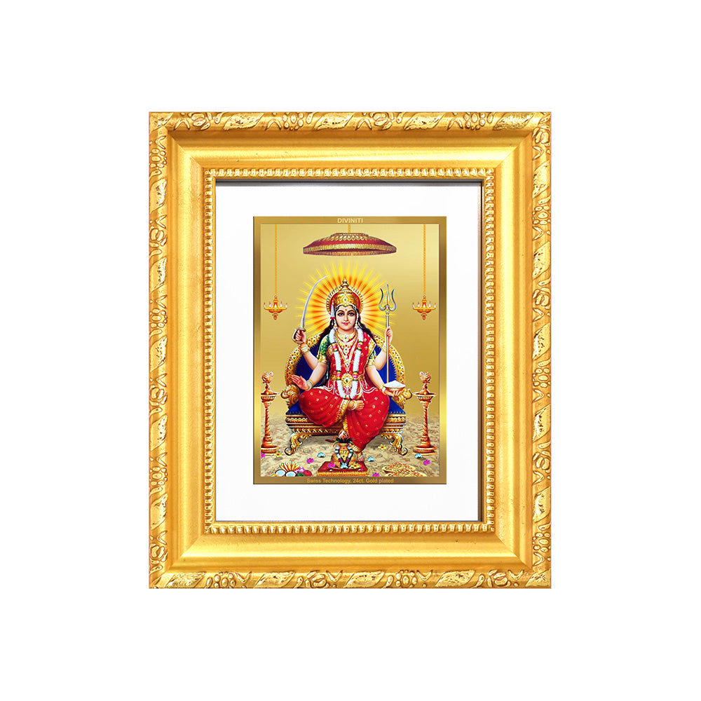 Diviniti 24K Gold Plated Santoshi Mata |Divine Table Top Frame for Home Mandir & Office Decor | Luxury Spiritual Gift