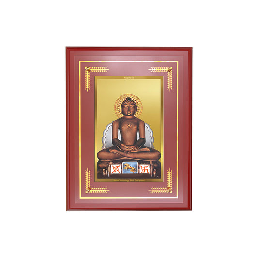 Diviniti 24K Gold Plated Lord Mahavir Blessing Tabletop Photo Frame | Peace, Non-Violence & Spiritual Grace