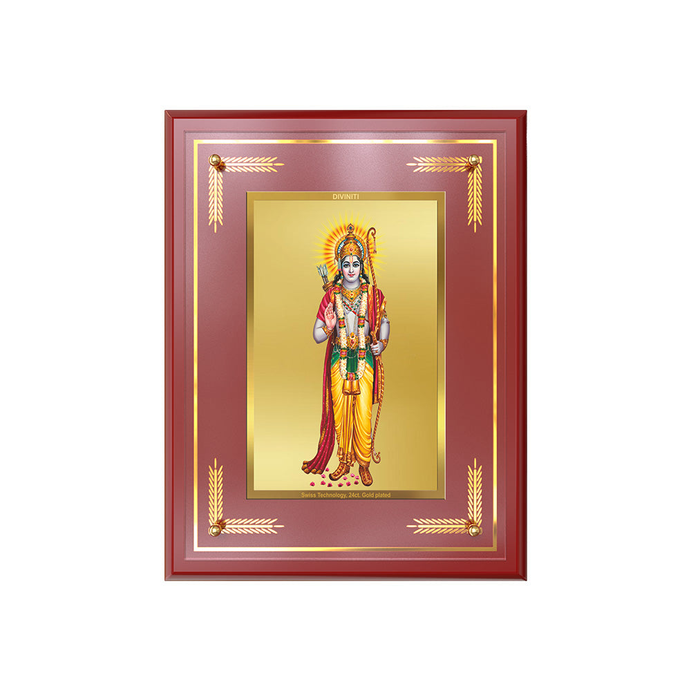 Diviniti 24K Gold Plated Lord Ram Ji Blessing Tabletop Photo Frame | Dharma, Strength & Divine Grace