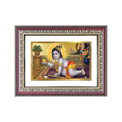 Diviniti 24K Gold Plated Laddu Gopal (Classic) Divine Wall Frame for Home Mandir & Office Decor | Luxury Spiritual Gift