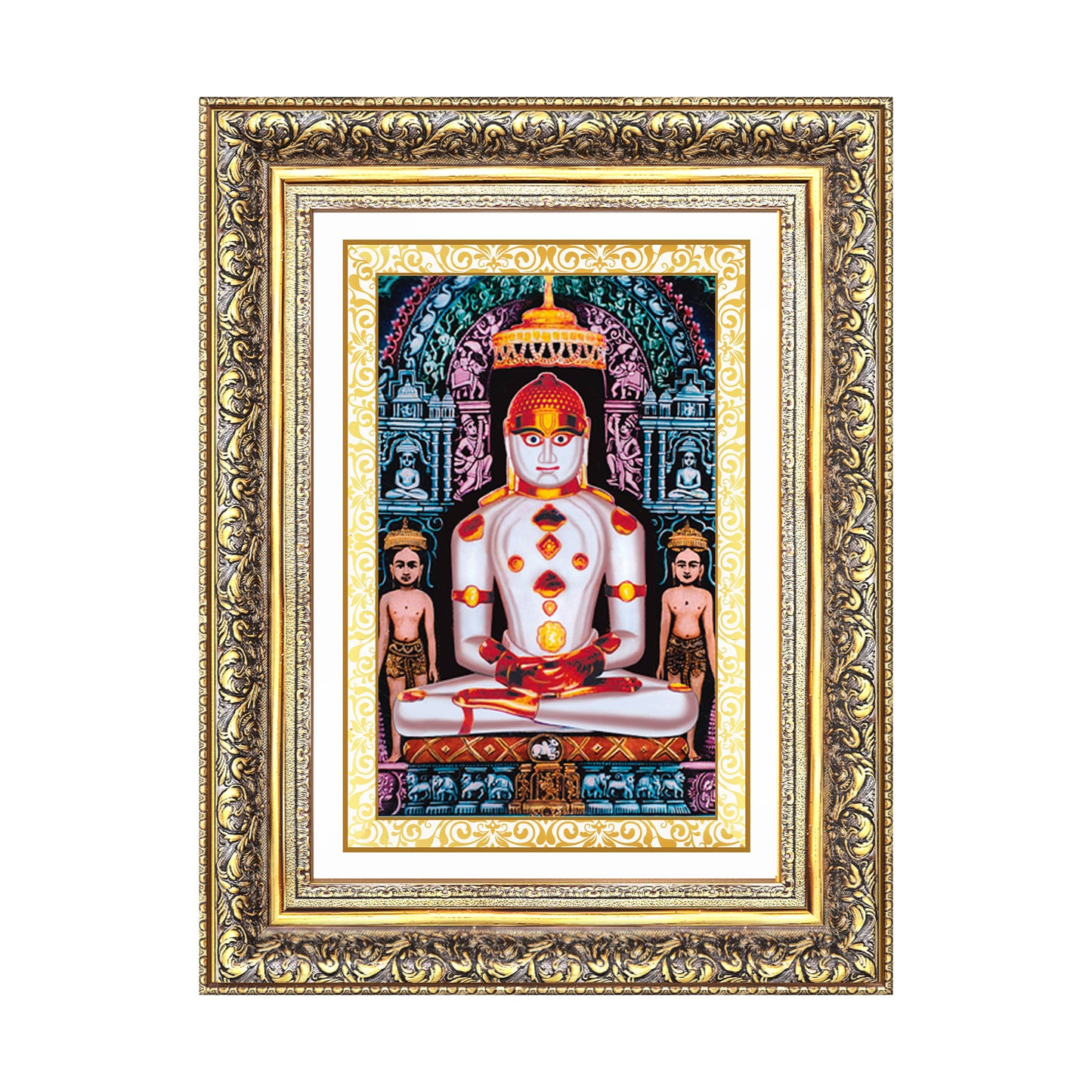 Diviniti 24K Gold Plated Adinath Divine Wall Frame for Home Mandir & Office Decor | Premium Jain Spiritual Gift