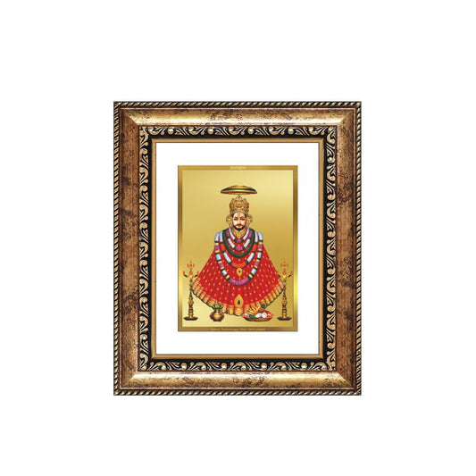 Diviniti 24K Gold Plated Khatu Shyam Divine Table Top Frame for Home Mandir & Office Decor | Luxury Spiritual Gift