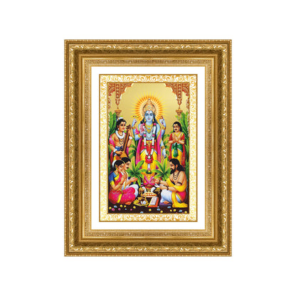 Diviniti 24K Gold Plated Satyanarayan (Classic) Divine Wall Frame for Home Mandir & Office Decor | Luxury Spiritual Gift