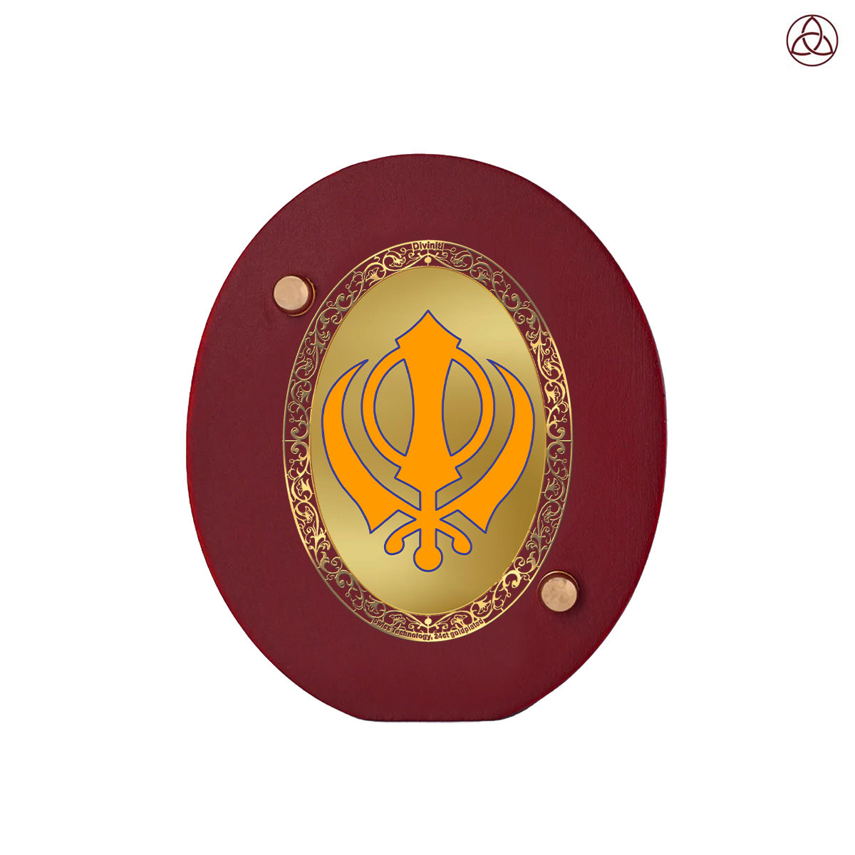 Khanda Sahib Car Dashboard & Tabletop Photo Frame in 24K gold plated royal foil