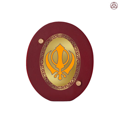 Khanda Sahib Car Dashboard & Tabletop Photo Frame in 24K gold plated royal foil