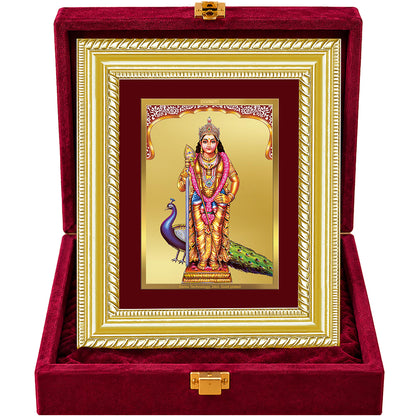 24K Gold-Plated Lord Murugan Frame | Premium Gift Box | 21.5x17.5 CM
