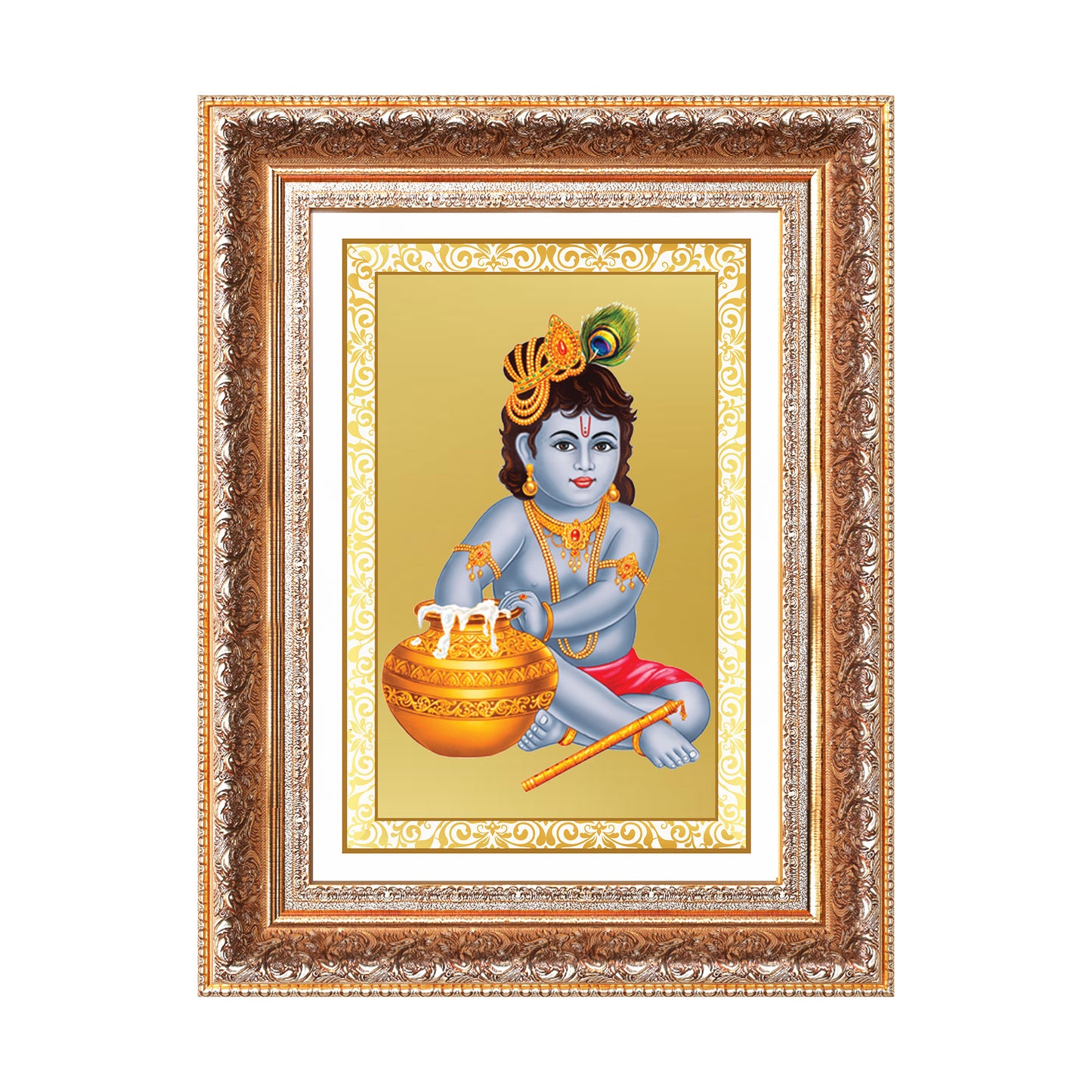 Makhan Gopal | Baby Krishna | Devakinandana for Wall Photo Frame in 24K Gold Plated Foil