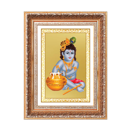 Makhan Gopal | Baby Krishna | Devakinandana for Wall Photo Frame in 24K Gold Plated Foil