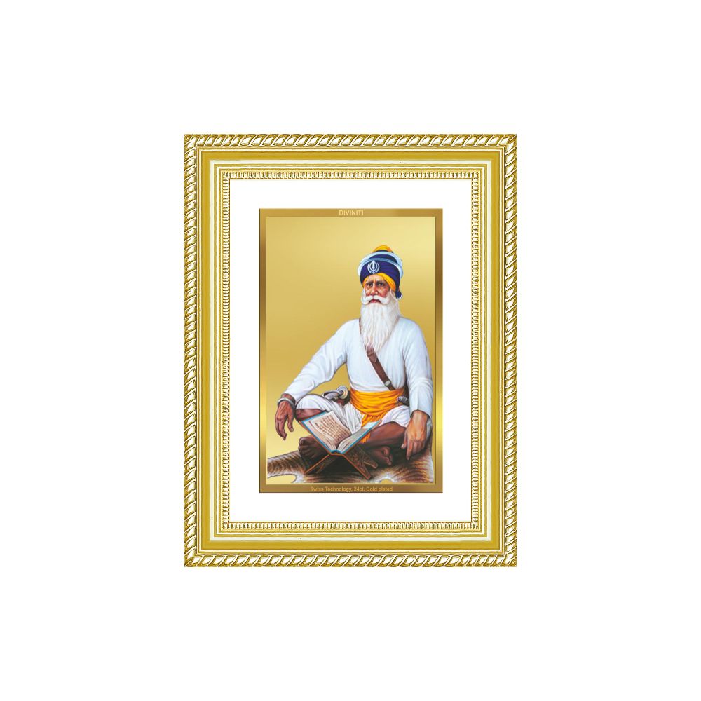 Diviniti 24K Gold Plated Baba Deep Singh Sacred Sikh Wall Frame for Home Decor & Office Ambiance | Premium Spiritual Gift