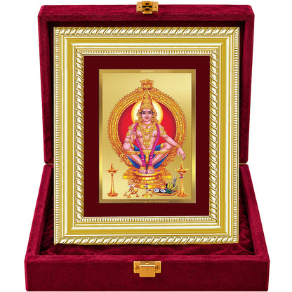 24K Gold-Plated Lord Ayyappan Frame | Premium Gift Box | 21.5x17.5 CM