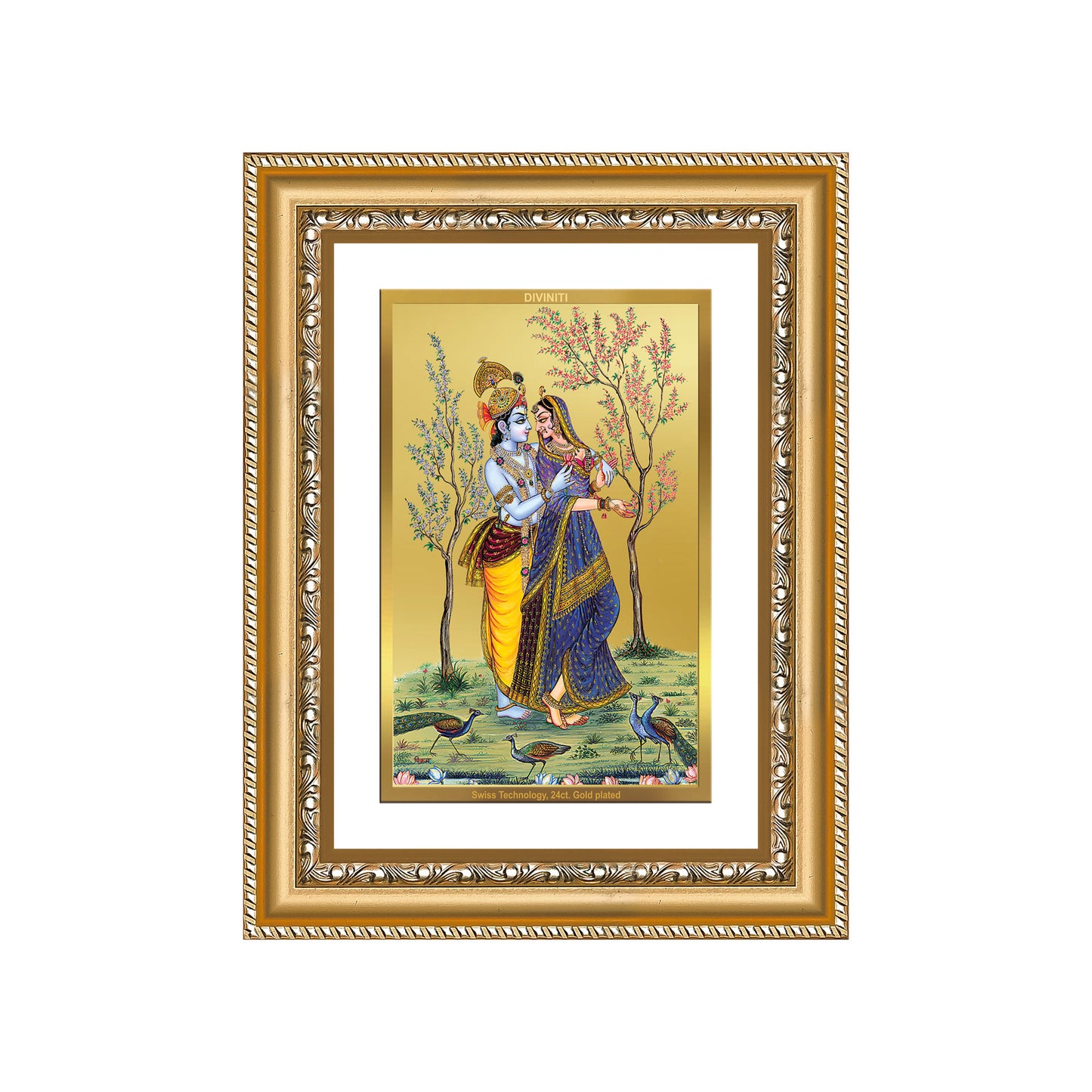 Diviniti 24K Gold Plated Radha Krishna (Classic) Divine Wall Frame for Home Mandir & Office Decor | Luxury Spiritual Gift