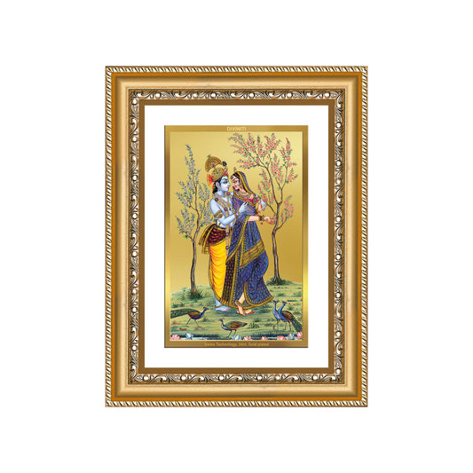Diviniti 24K Gold Plated Radha Krishna (Classic) Divine Wall Frame for Home Mandir & Office Decor | Luxury Spiritual Gift