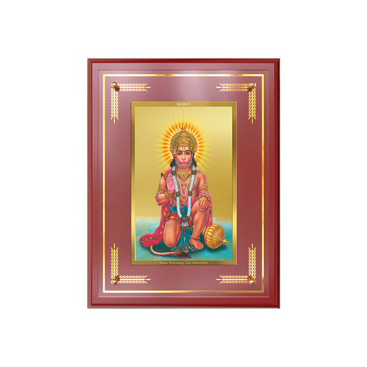 Diviniti 24K Gold Plated Ashirwad Hanuman Blessing Photo Frame | Protection, Strength & Divine Grace