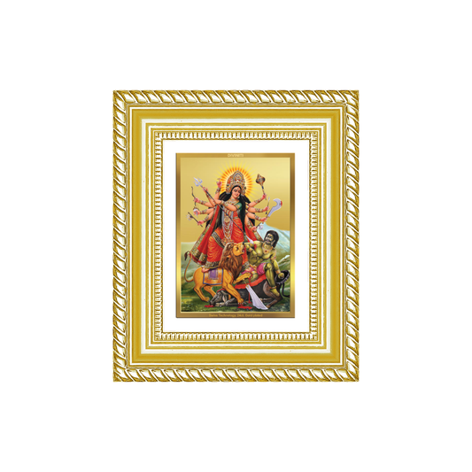 Diviniti 24K Gold Plated Durga - Mahishasura Mardini Divine Table Top Frame for Home Mandir & Office Decor | Luxury Spiritual Gift