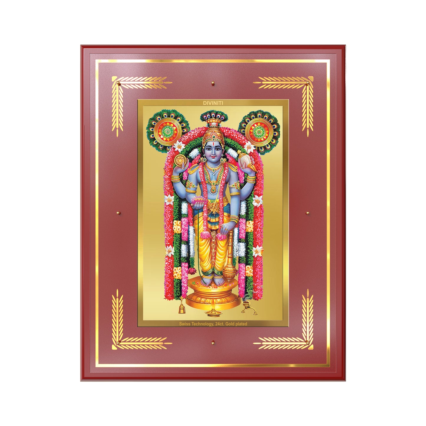 Guruvayurappan Wall Photo Frame in 24K Gold Plated Foil | Divine Grace, Healing & Spiritual Protection