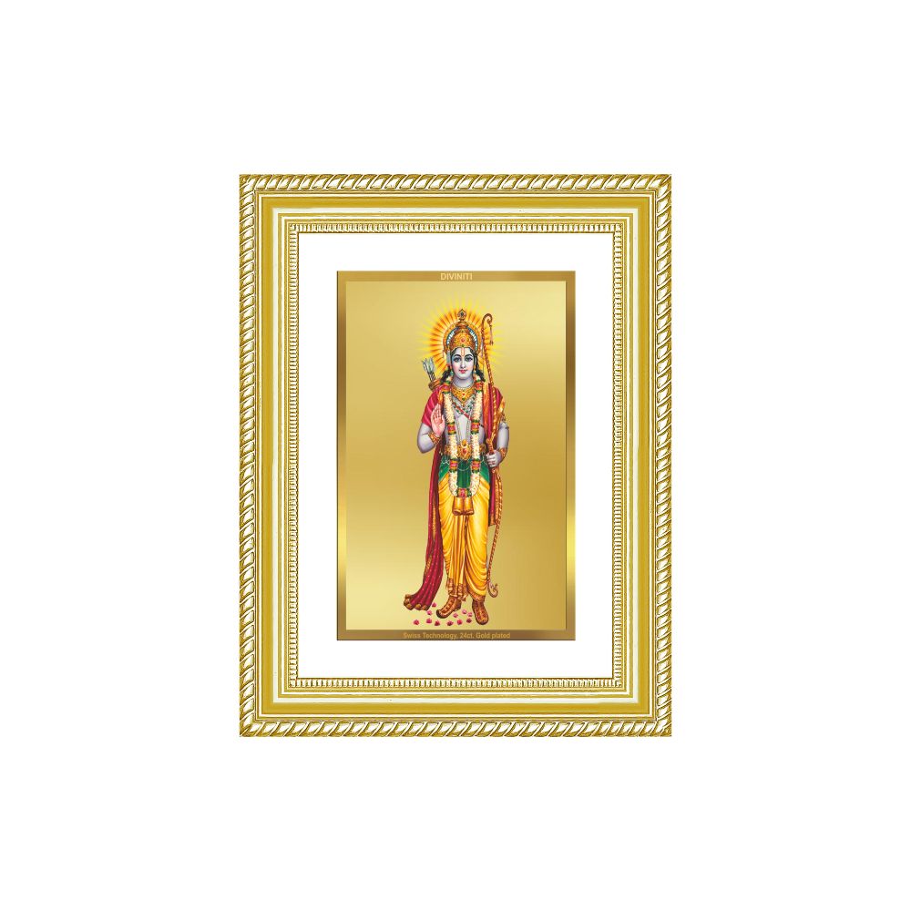 Diviniti 24K Gold Plated Ram Ji (Classic) Divine Wall Frame for Home Mandir & Office Decor | Luxury Spiritual Gift