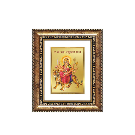Diviniti 24K Gold Plated Durga With Mantra Divine Table Top Frame for Home Mandir & Office Decor | Luxury Spiritual Gift