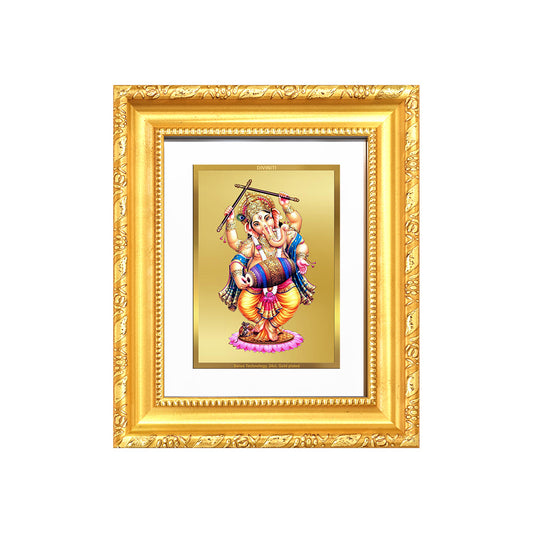 Diviniti 24K Gold Plated Dancing Ganesha |Divine Table Top Frame for Home Mandir & Office Decor | Luxury Spiritual Gift