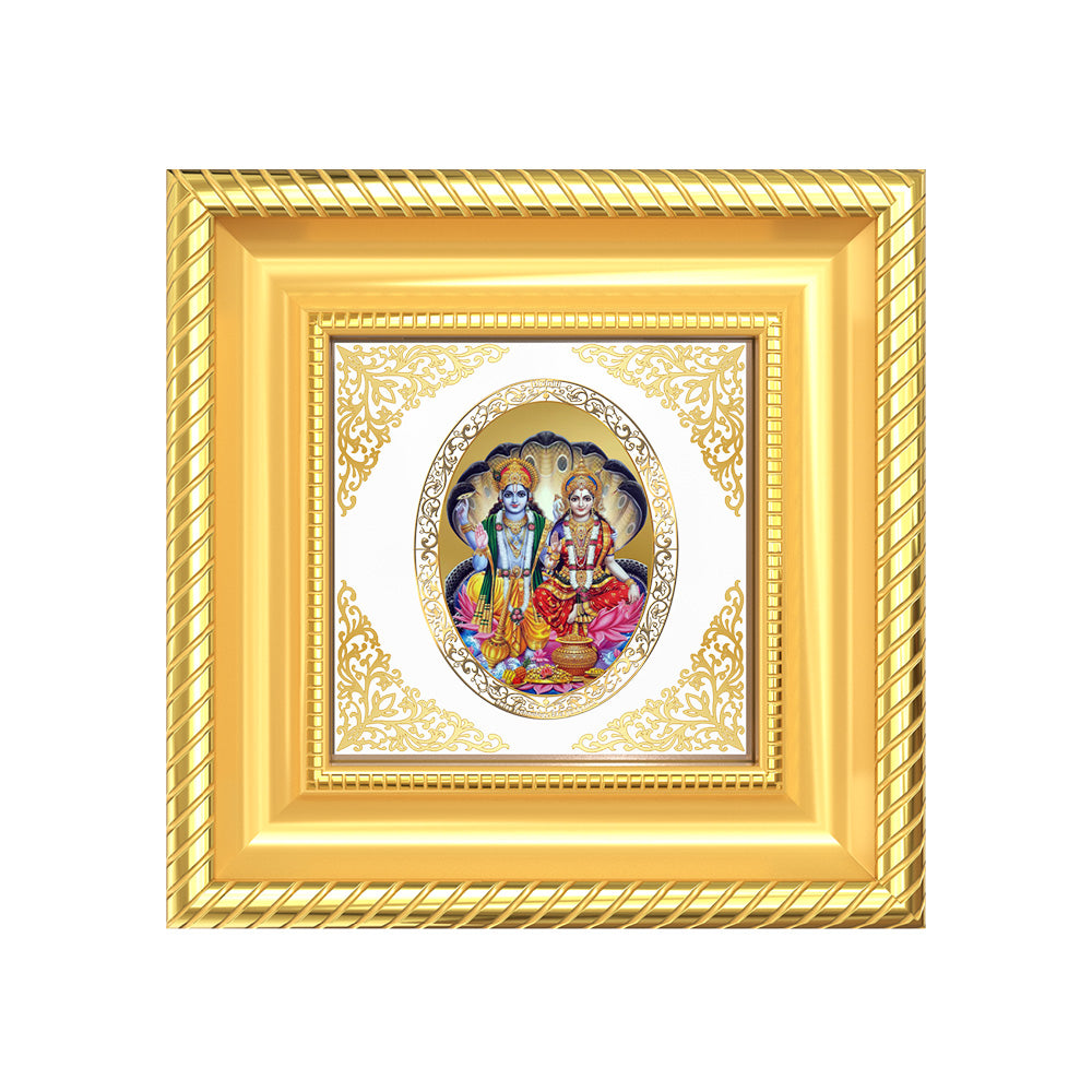 Vishnu Lakshmi | Divine Sacred Couple Royal Tabletop Photo Frame in 24K Gold Plated Foil