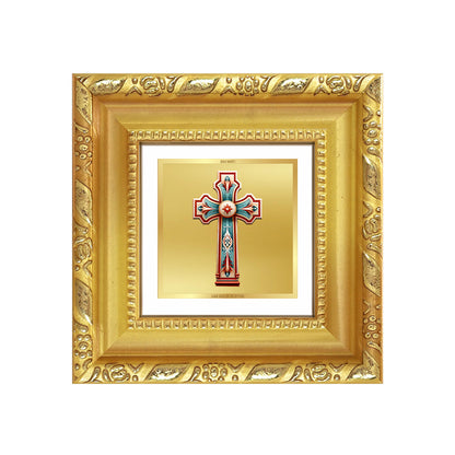 Diviniti Holy Cross Tabletop Photo Frame in 24K Gold Plated Foil | Faith, Hope & Divine Blessings | DG103S1A (10x10 CM)