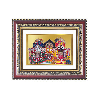 Diviniti 24K Gold Plated Jagannath Subhadra Balabhadra (Classic) Divine Wall and Table Top Frame for Home Mandir & Office Decor | Luxury Spiritual Gift