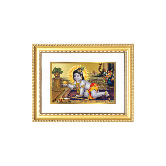Diviniti 24K Gold Plated Laddu Gopal (Classic) Divine Wall Frame for Home Mandir & Office Decor | Luxury Spiritual Gift
