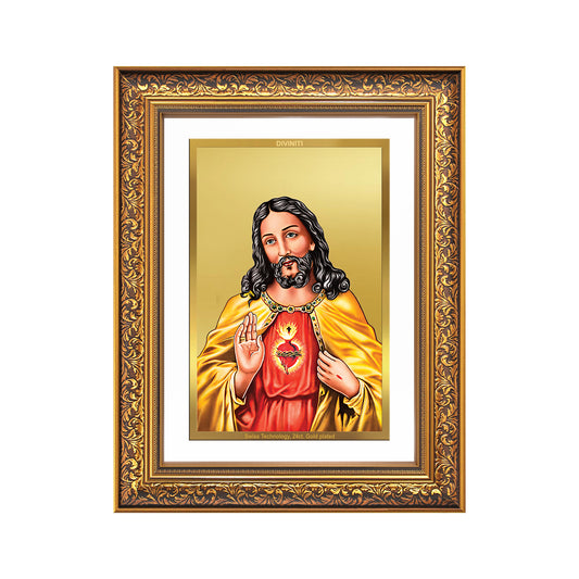 Diviniti 24K Gold Plated Jesus Christ (Classic) Divine Wall Frame for Home Mandir & Office Decor | Luxury Spiritual Gift