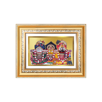 Diviniti 24K Gold Plated Jagannath Subhadra Balabhadra (Classic) Divine Wall Frame for Home Mandir & Office Decor | Luxury Spiritual Gift