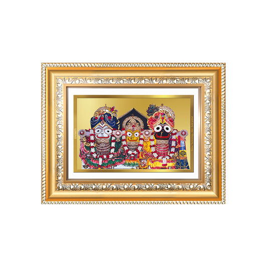 Diviniti 24K Gold Plated Jagannath Subhadra Balabhadra (Classic) Divine Wall Frame for Home Mandir & Office Decor | Luxury Spiritual Gift