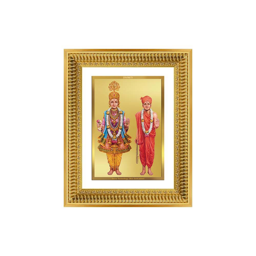 Diviniti 24K Gold Plated Swaminarayan (Classic) Divine Wall Frame for Home Mandir & Office Decor | Luxury Spiritual Gift