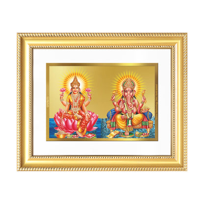 Diviniti 24K Gold Plated Lakshmi Ganesha (Classic) Divine Wall Frame for Home Mandir & Office Decor | Luxury Spiritual Gift