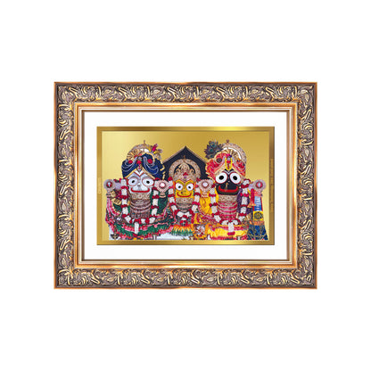 Diviniti 24K Gold Plated Jagannath Subhadra Balabhadra (Classic) Divine Wall Frame for Home Mandir & Office Decor | Luxury Spiritual Gift
